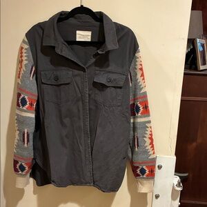 Thread & Supply Charcoal Jacket with Colorful Sleeves